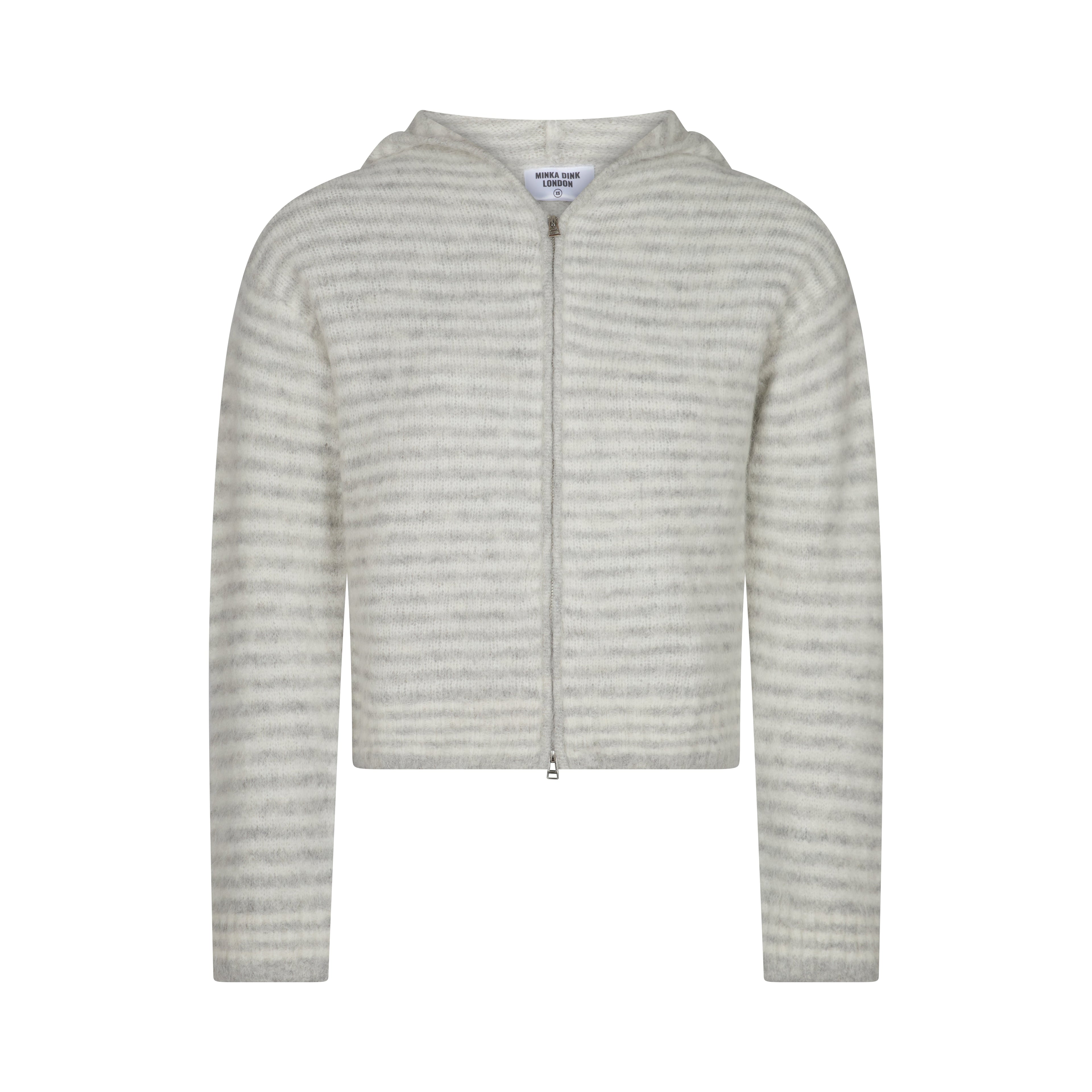Dual Zip Hoodie - Grey Stripe