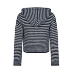 Dual Zip Hoodie - Navy & Cream Stripe