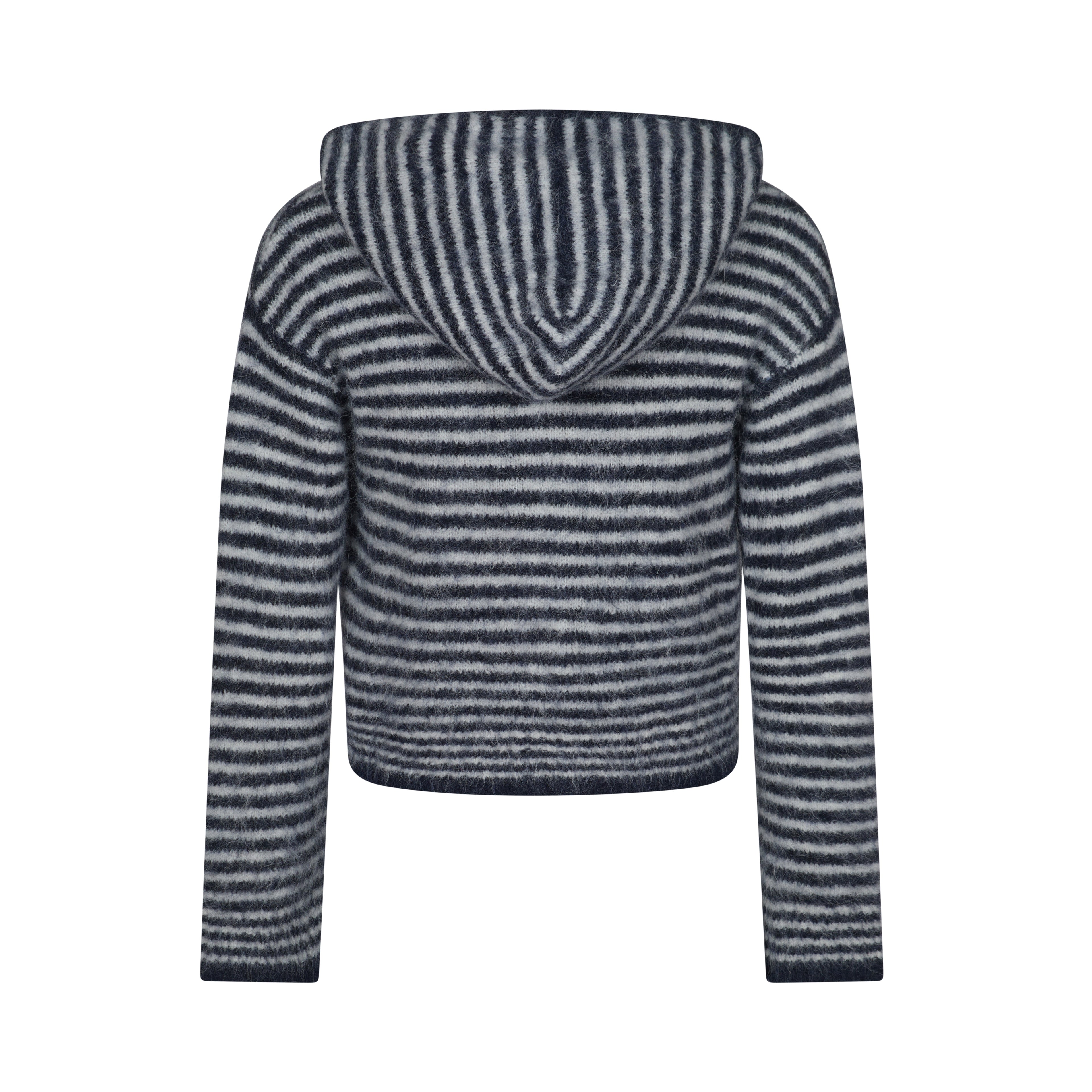 Dual Zip Hoodie - Navy & Cream Stripe