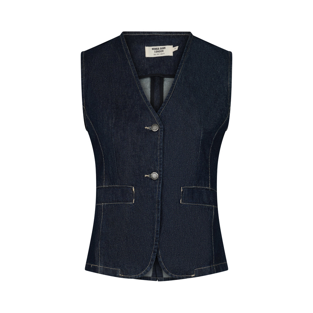 Hani Waistcoat - Dark Wash