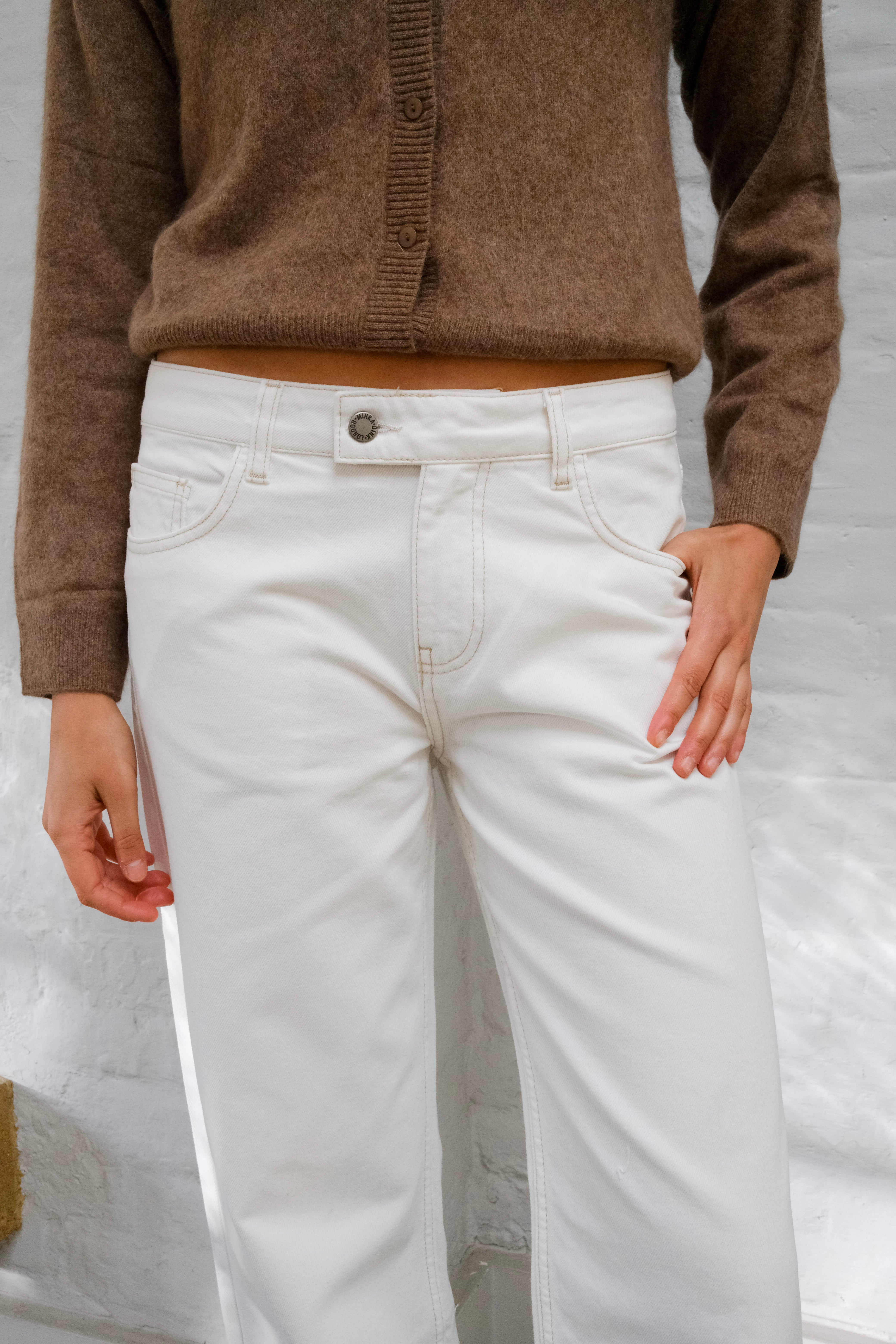 Nina Jeans - White & Brown Main image