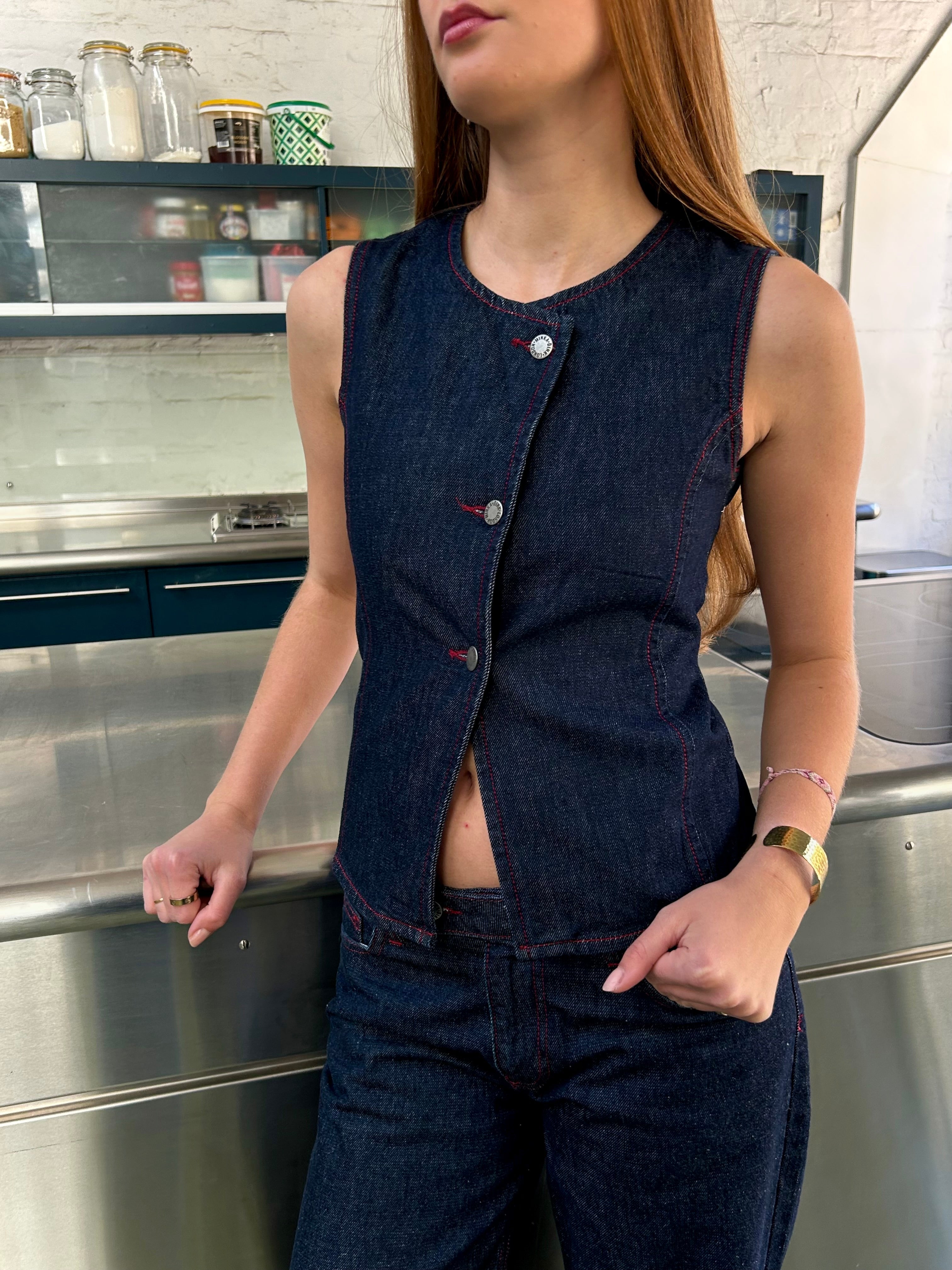 Nina Waistcoat - Indigo & Red Secondary image