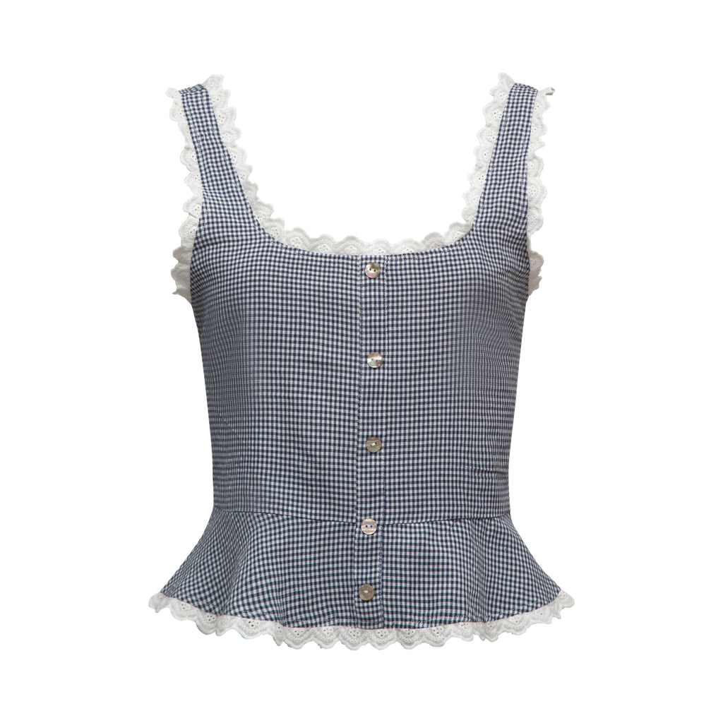 Lola Top - Blue Gingham