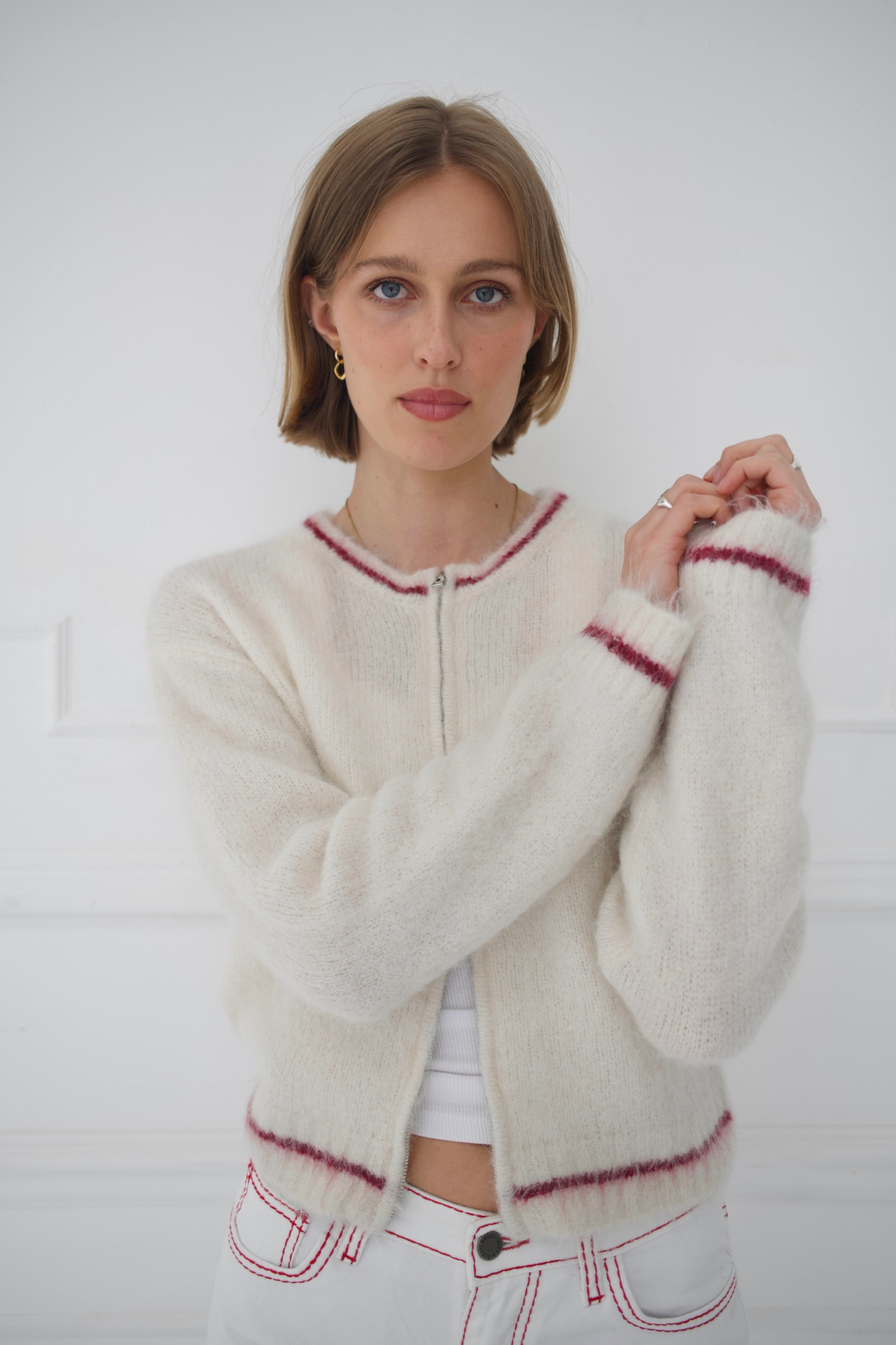 Dual Zip Jumper - Cream