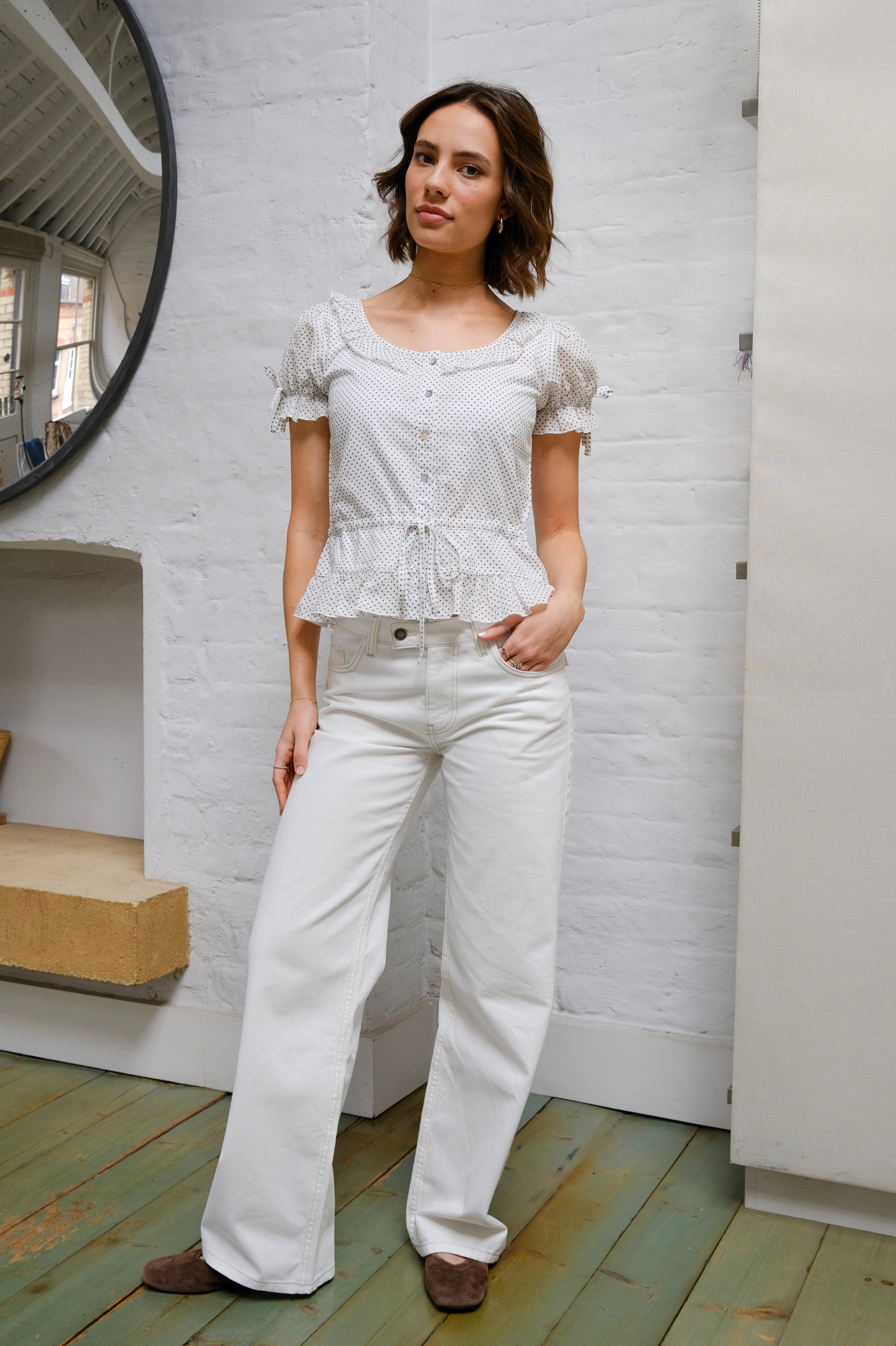 Nina Jeans - White & Brown Secondary image