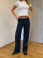 Mila Trousers - Navy Pinstripe