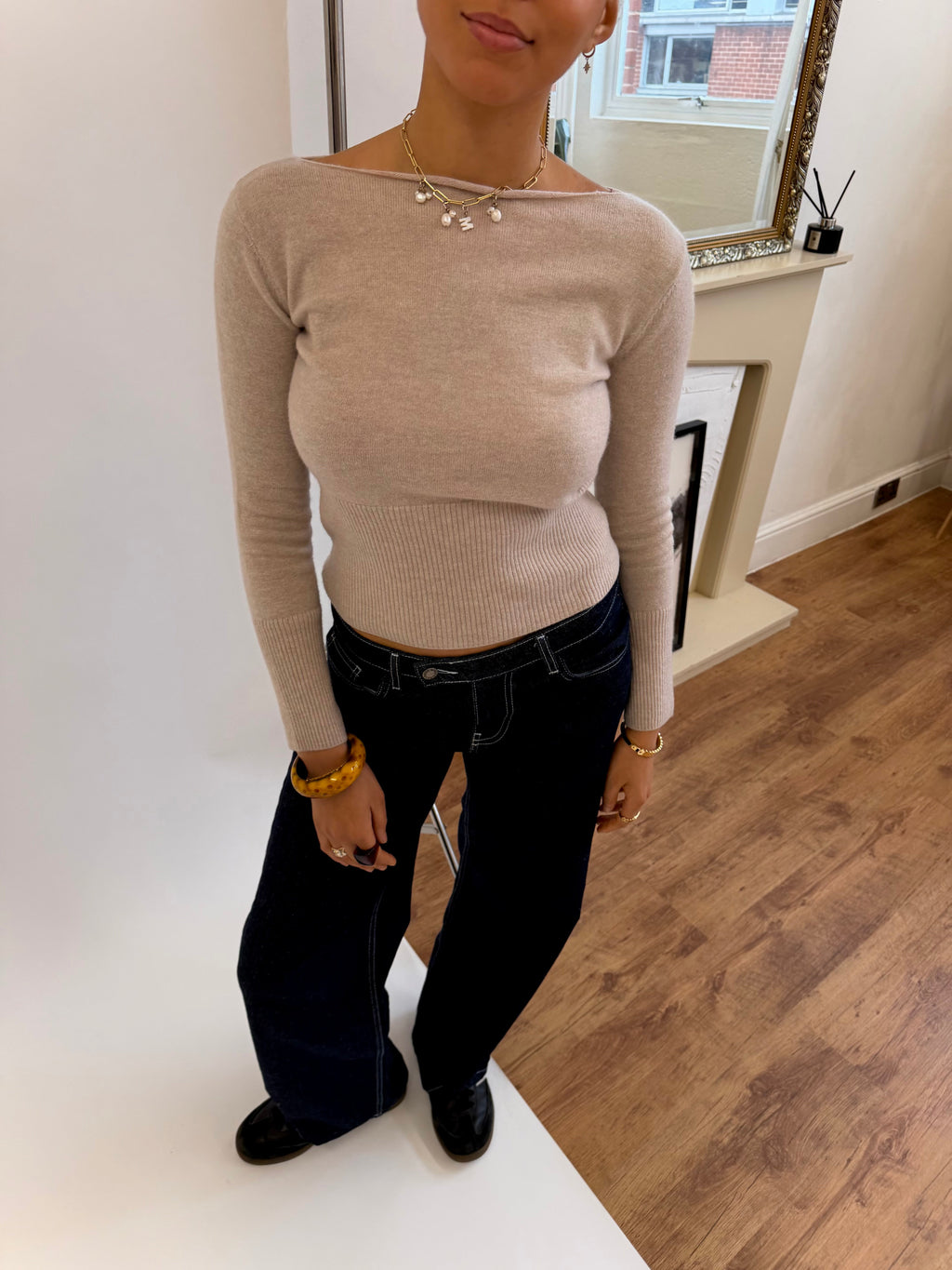 Mia Knit Top - Beige