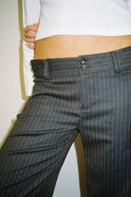 Mila Trousers - Grey Pinstripe