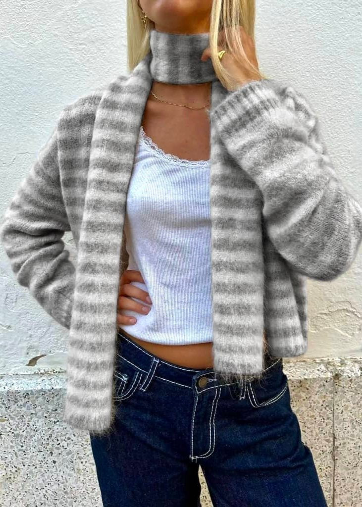 Evie Scarf - Grey Stripe Main image