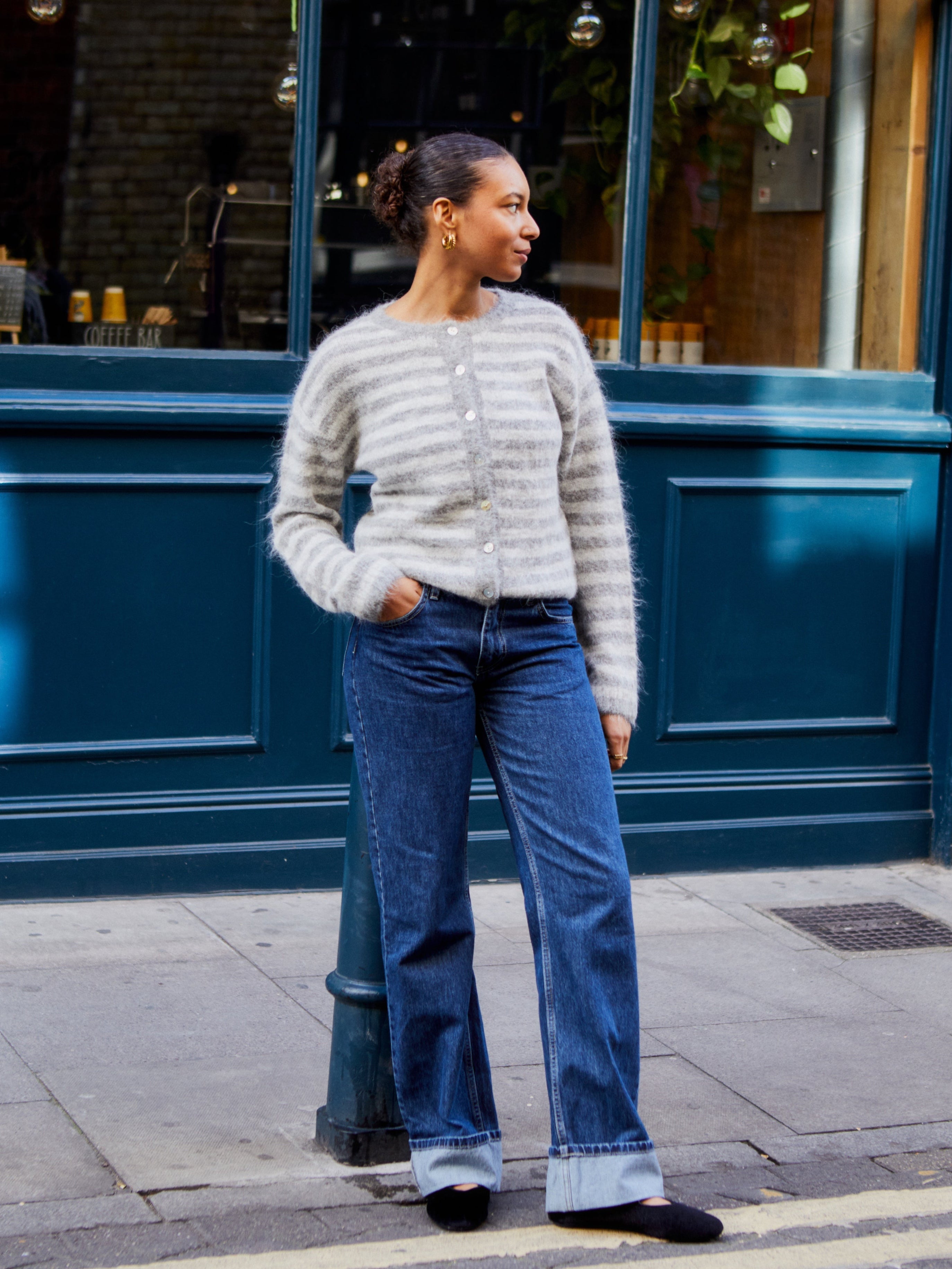 Evie Cardigan - Grey Stripe Secondary image