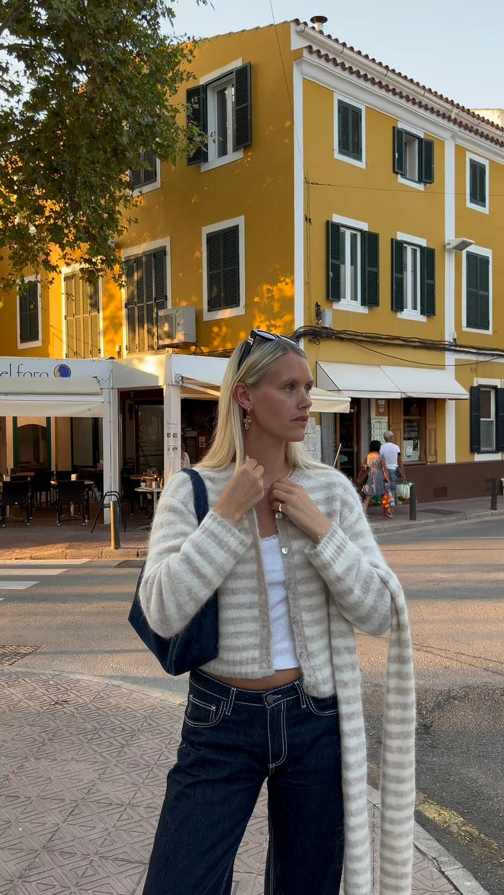 Evie Scarf - Beige Stripe