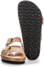 Birkenstock Arizona Big Buckle Semi Exquisite FB Semelle EVA Sandales Femme en Cuir Beige