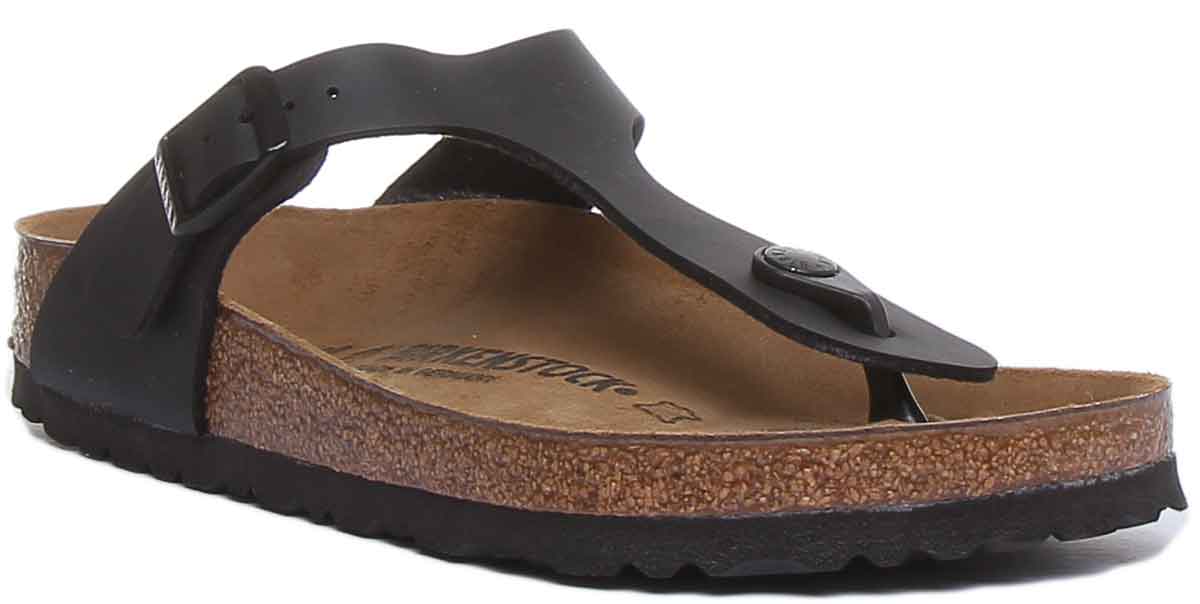 Birkenstock Gizeh Sandale pour femmes Birko Flor T Bar en noire, style tongs Main image