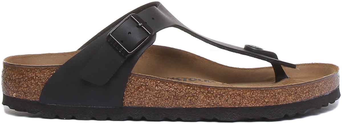 Birkenstock Gizeh Sandale pour femmes Birko Flor T Bar en noire, style tongs Secondary image