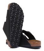 Birkenstock Arizona Sandale Birko Flor en noir à double lanière poure