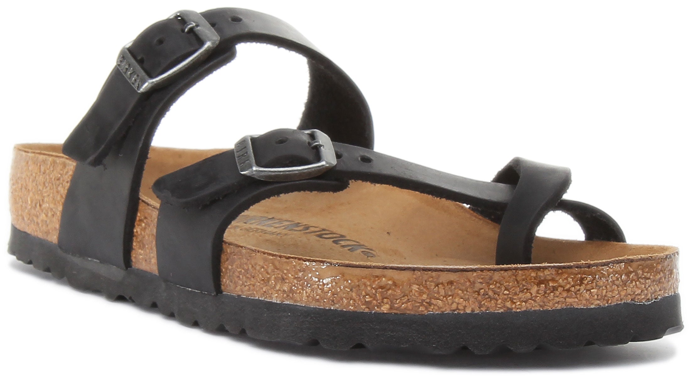Birkenstock Mayari Sandales à lanières en cuir huilé pour femmes en noir Main image