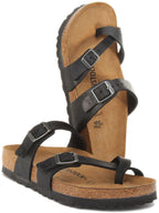 Birkenstock Mayari Sandales à lanières en cuir huilé pour femmes en noir