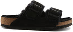Birkenstock Arizona Shearling Sandale en daim à double lanière poure en noir