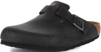 Birkenstock Boston BS Sandale en cuir huilé poure en noir
