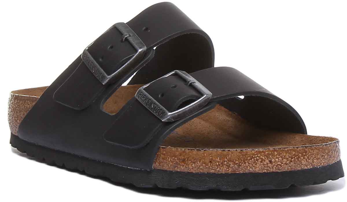 Birkenstock Arizona SFB Sandale à lanière en cuir huilé poure en noir Main image