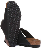 Birkenstock Arizona SFB Sandale à lanière en cuir huilé poure en noir