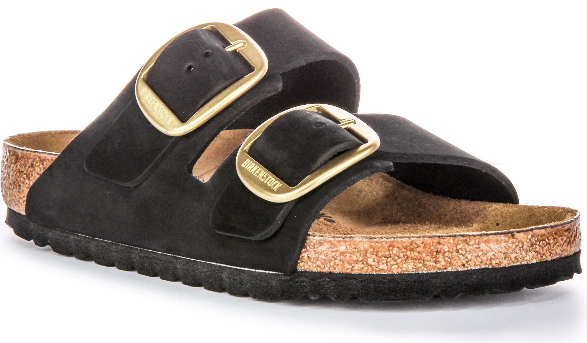 Birkenstock Arizona Big Buckle Sandales en cuir suédé pour femmes en noir Main image