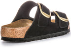 Birkenstock Arizona Big Buckle Sandales en cuir suédé pour femmes en noir