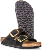 Birkenstock Arizona Big Buckle Sandales en cuir suédé pour femmes en noir
