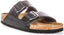 Birkenstock Arizona BS Sandales en Cuir Huilé avec Deux Brides Ajustables et Semelle en Liège Anatomique pour Femmes en Noir