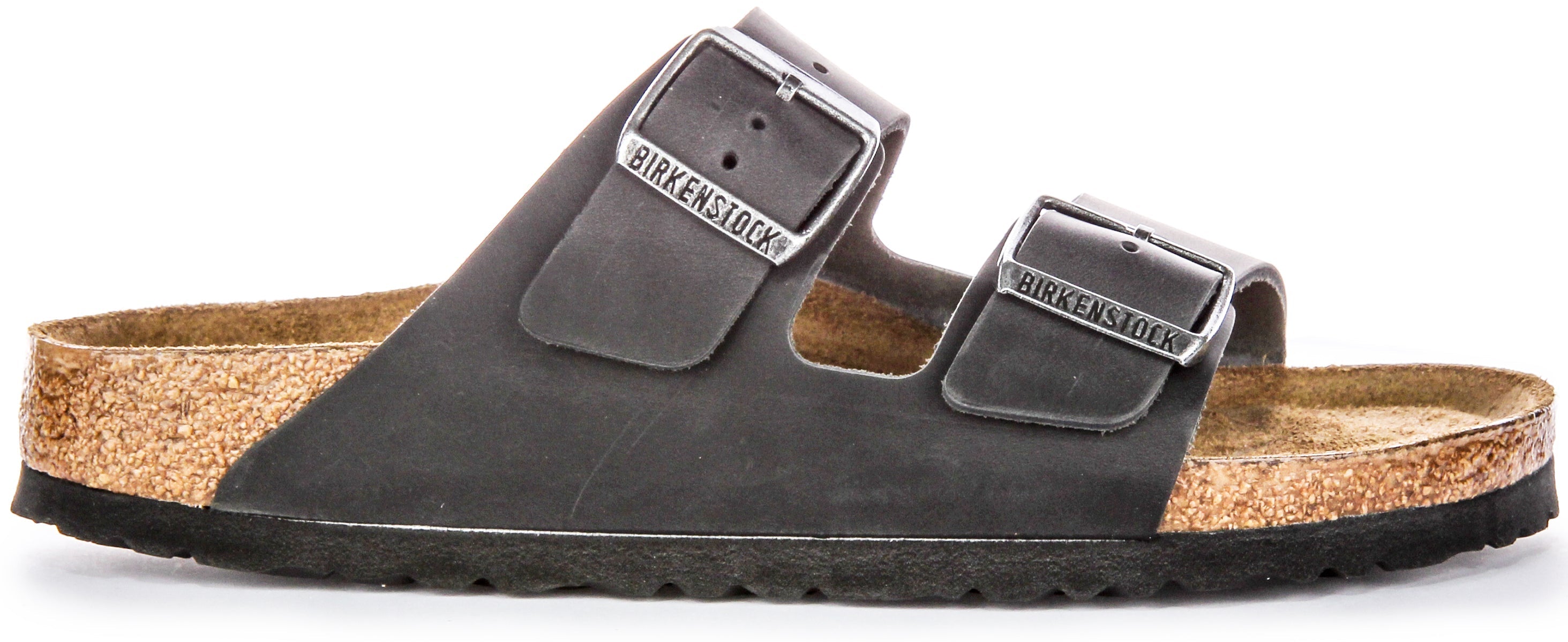 Birkenstock Arizona BS Sandales en Cuir Huilé avec Deux Brides Ajustables et Semelle en Liège Anatomique pour Femmes en Noir Secondary image