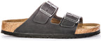 Birkenstock Arizona BS Sandales en Cuir Huilé avec Deux Brides Ajustables et Semelle en Liège Anatomique pour Femmes en Noir