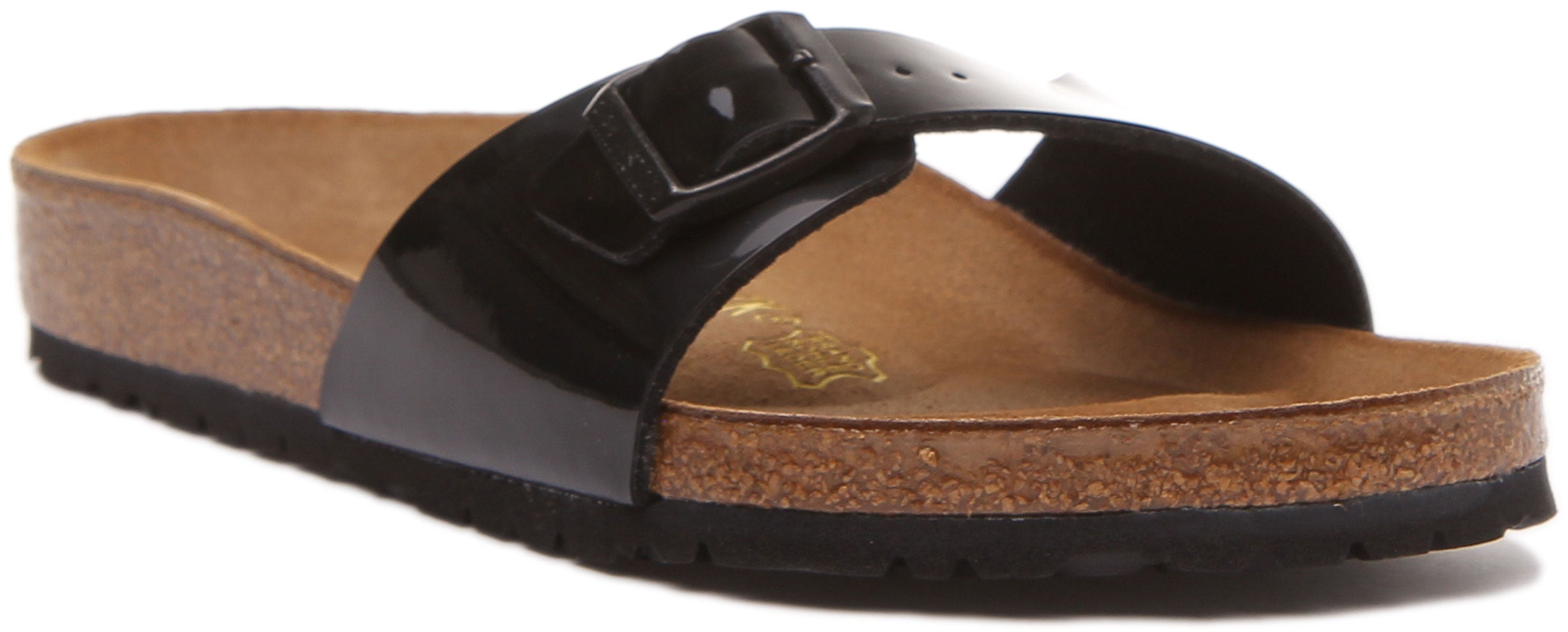 Birkenstock Madrid Sandale Birko Flor à lanière unique pour femmes en verni noir Main image