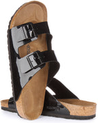 Birkenstock Arizona Sandale de verni Birko Flor poure en noir verni