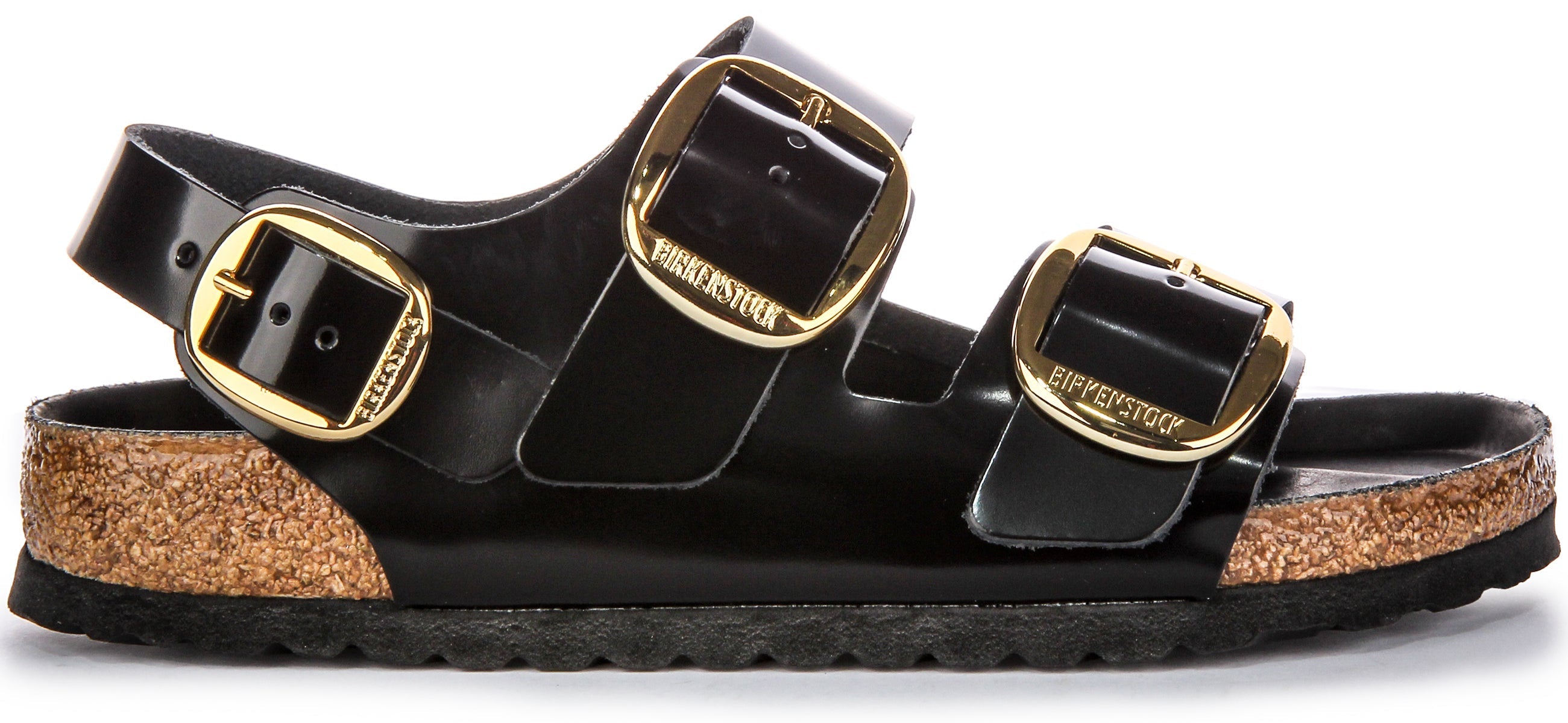 Birkenstock Milano Big Buck Sandales en cuir pour femmes en vernis noir Secondary image