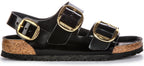 Birkenstock Milano Big Buck Sandales en cuir pour femmes en vernis noir