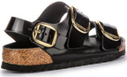 Birkenstock Milano Big Buck Sandales en cuir pour femmes en vernis noir