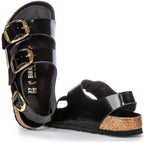 Birkenstock Milano Big Buck Sandales en cuir pour femmes en vernis noir