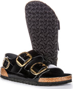 Birkenstock Milano Big Buck Sandales en cuir pour femmes en vernis noir