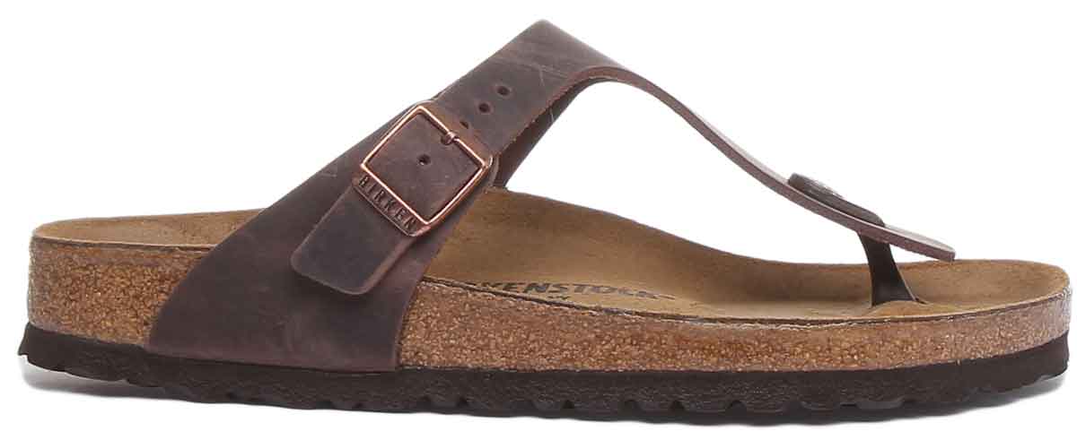 Birkenstock Gizeh sandale pour femmes en cuir huilé de style marron thong Secondary image