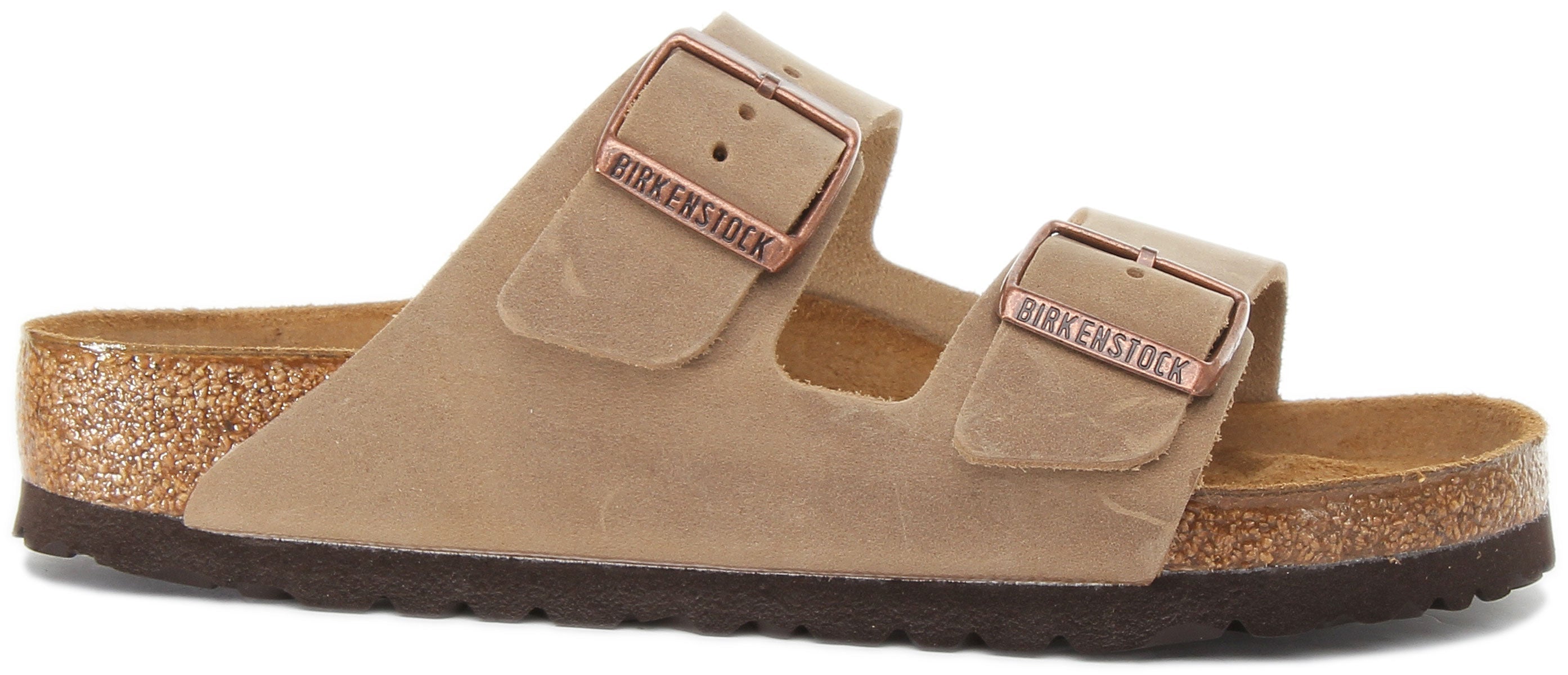 Birkenstock Arizona Sandales à deux brides en cuir nubuck huilé pour femmes en brun Secondary image