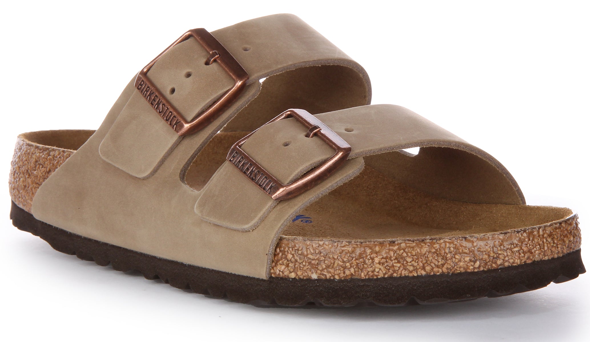 Birkenstock Arizona SFB Sandale à lanière en cuir huilé poure en brun Main image