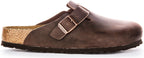 Birkenstock Boston BS Sandales Élégantes en Cuir Huilé Pin Marron