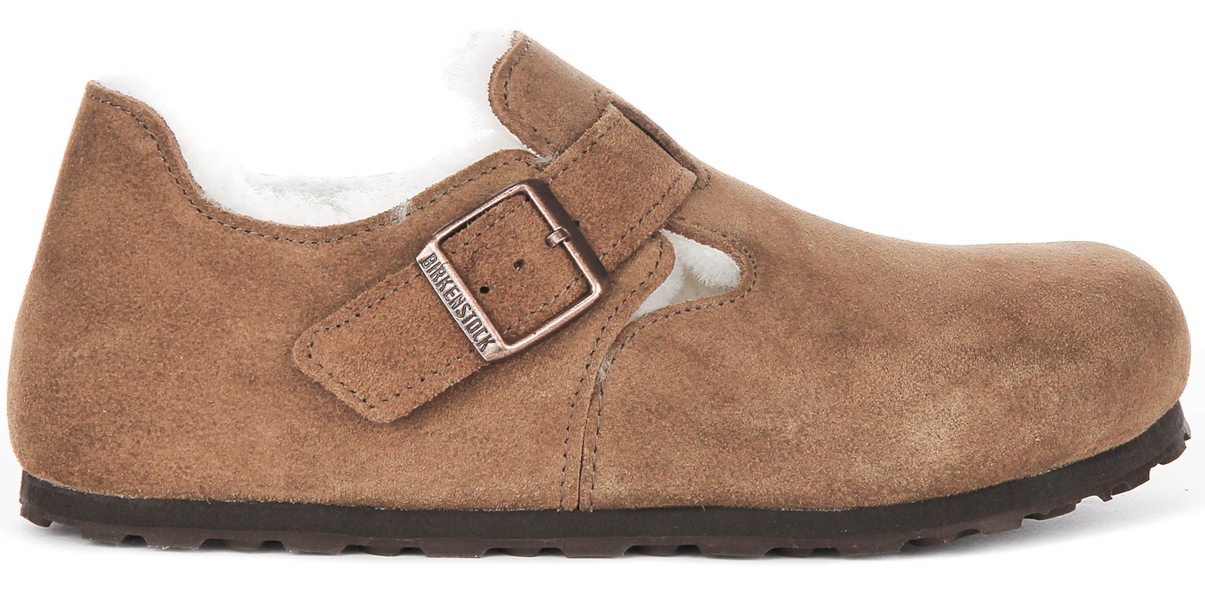 Birkenstock London Shearlin en daim marron | Coupe régulière Secondary image