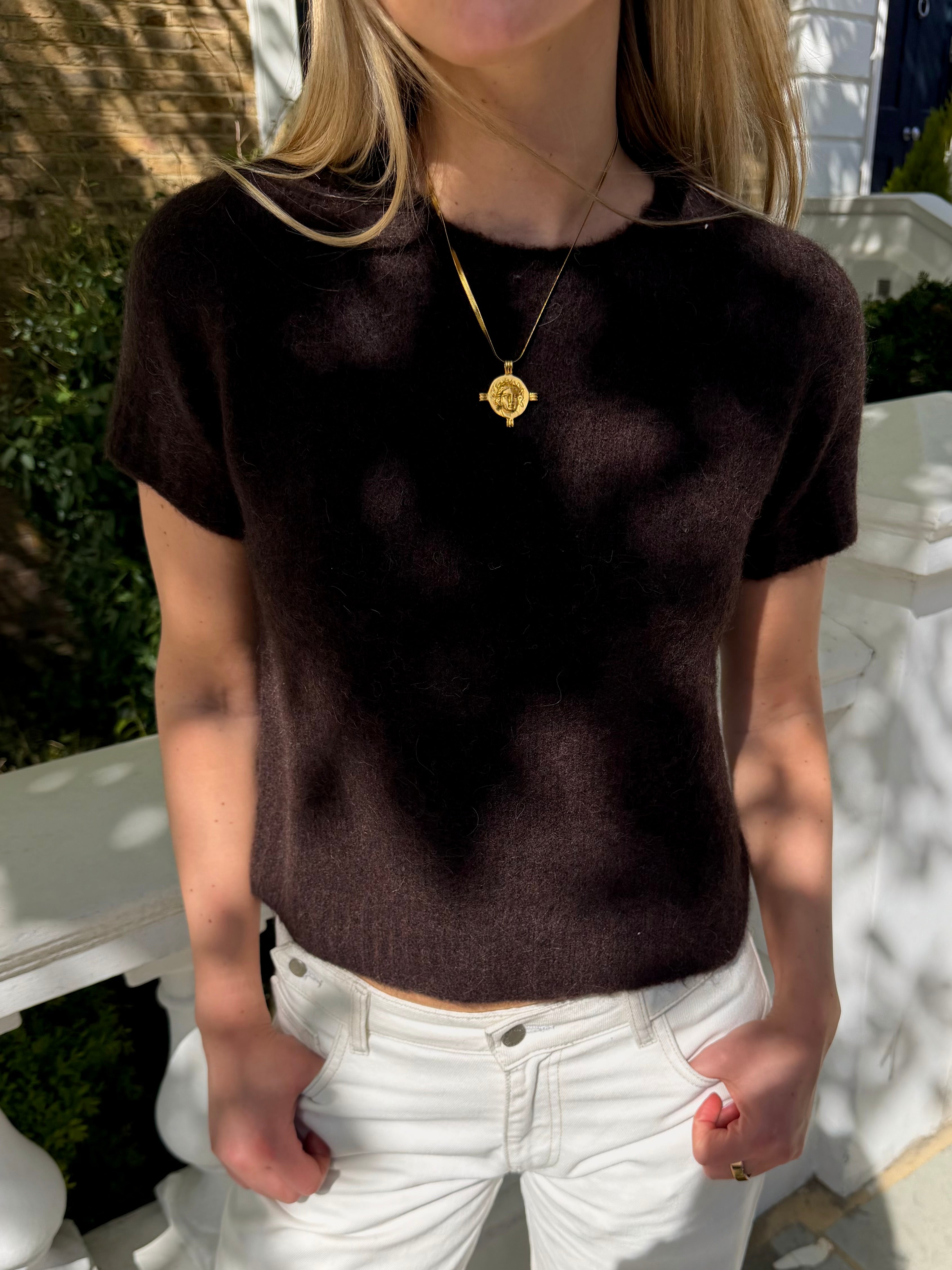 The Short Sleeve Knit - Chocolate Main image