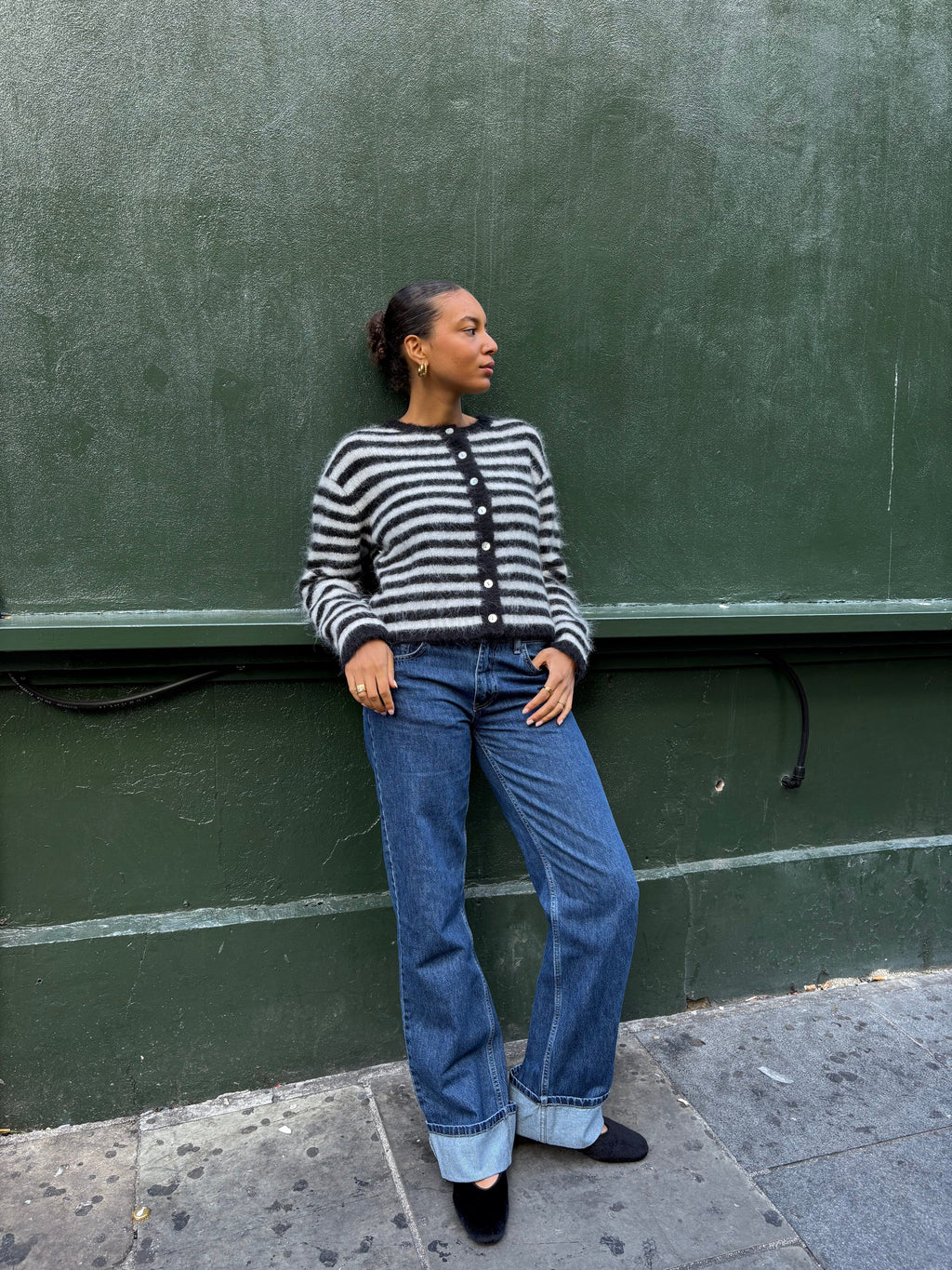 Evie Cardigan - Black Stripe
