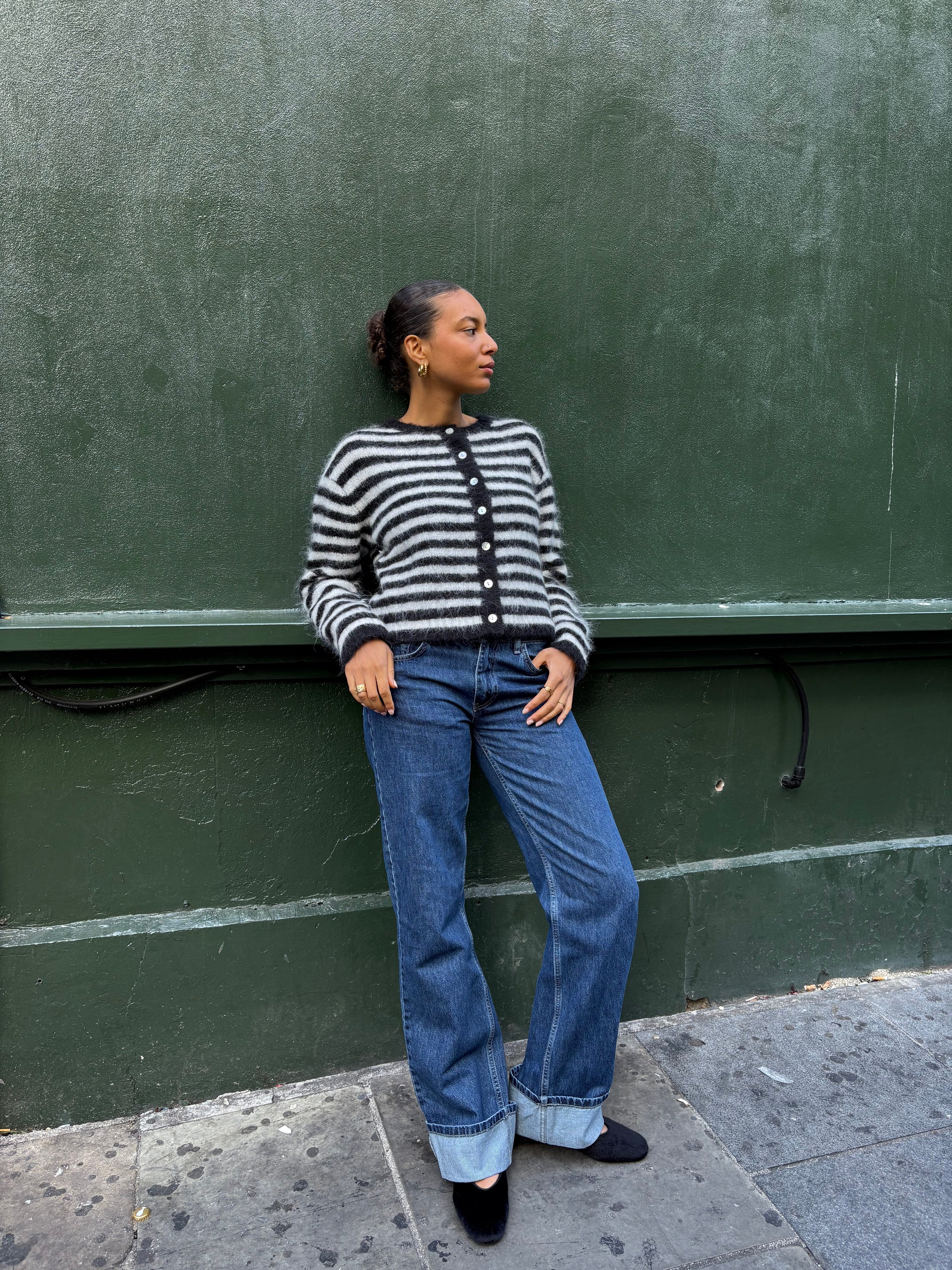 Evie Cardigan - Black Stripe