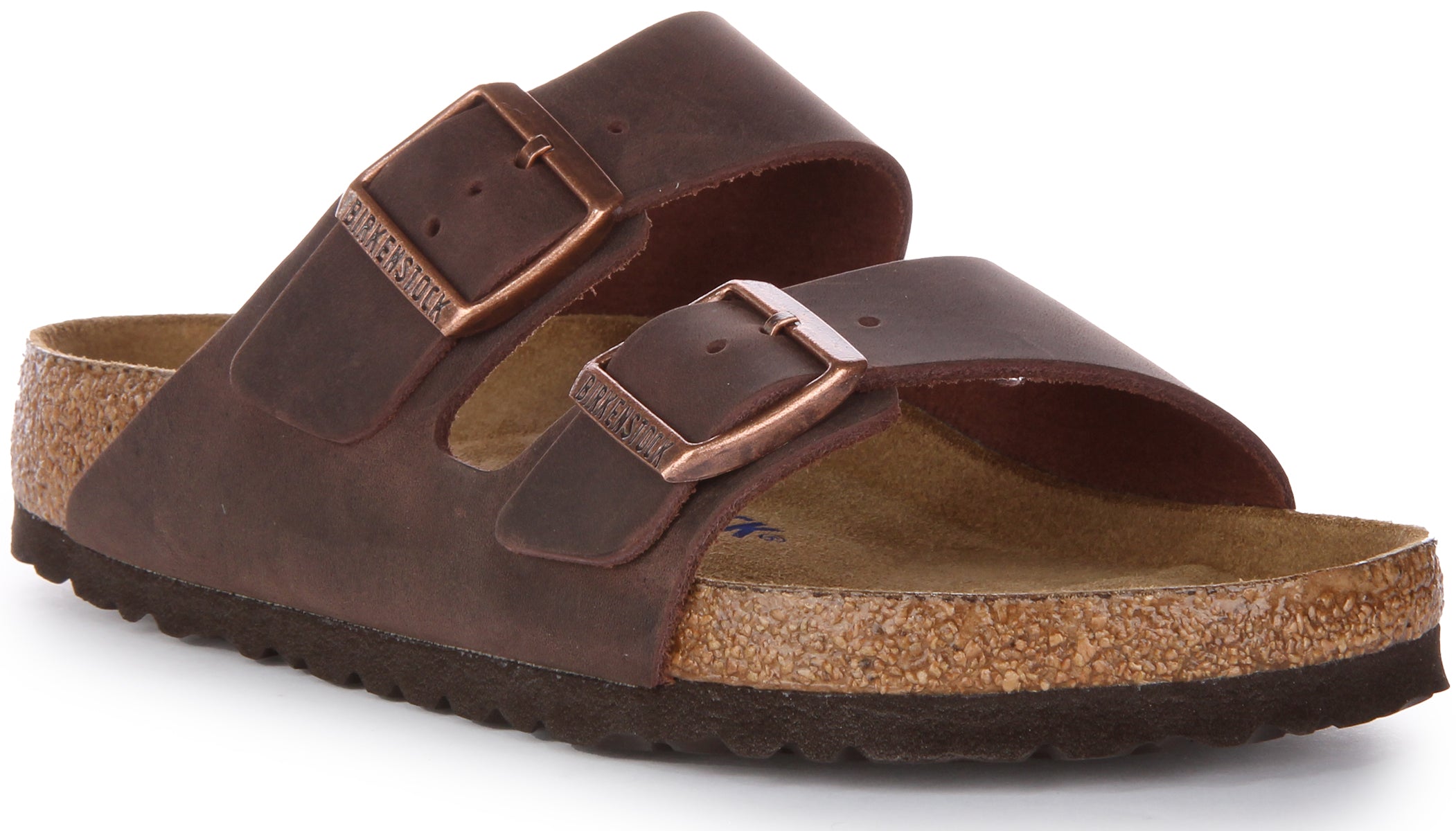 Birkenstock Arizona SFB Sandale à lanière en cuir huilé poure en choco brun Main image