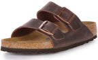 Birkenstock Arizona SFB Sandale à lanière en cuir huilé poure en choco brun