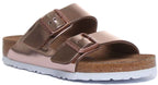 Birkenstock Arizona Sandale métallique à 2 brides avec semelle souple pour femme en cuivre