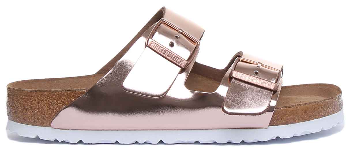 Birkenstock Arizona Sandale métallique à 2 brides avec semelle souple pour femme en cuivre Secondary image